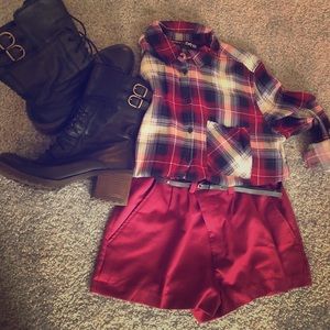 High-Waisted Maroon Dress Shorts